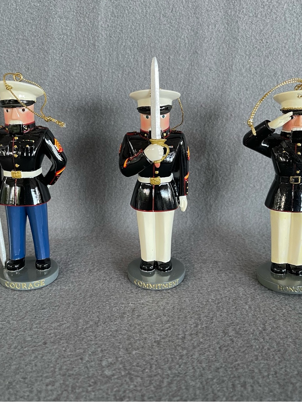 Bradford Editions U.S. Marine Corps Nutcracker Ornament Set of 3 Vintage 2001